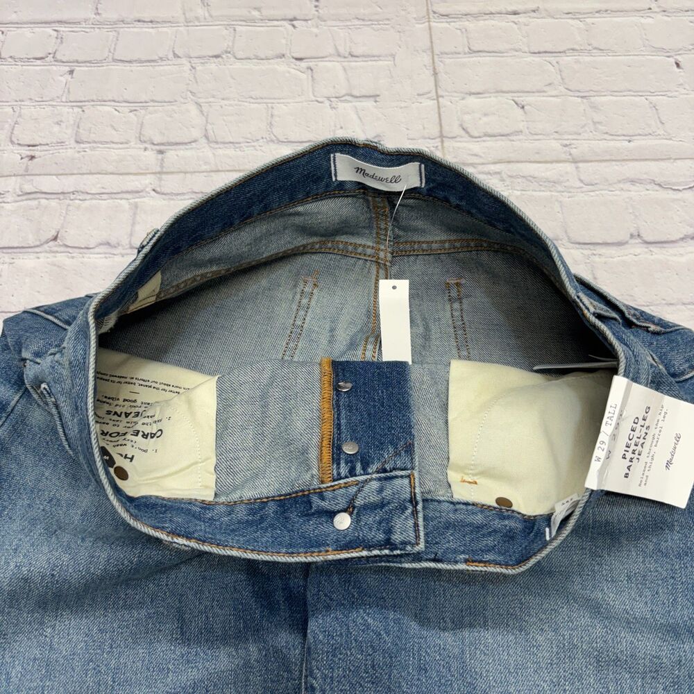 NWT Madewell Women Pieced Barrel Leg Jeans Size 29T 29 Tall Denim D125 -9 - Picture 11 of 16